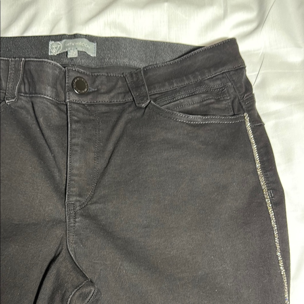 Wit & Wisdom Black w/Sparkle Tuxedo Stripe Ankle Cropped Jeans - Picture 9 of 16
